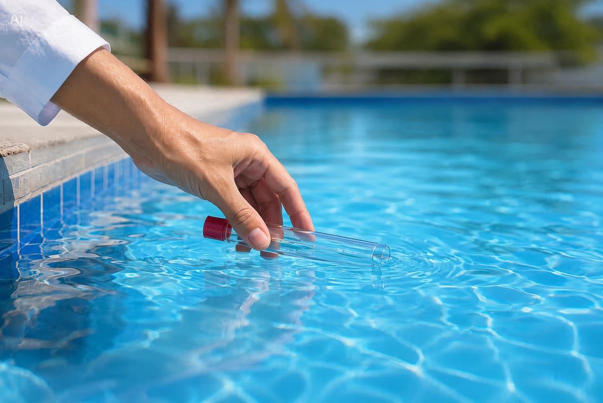Gráfico comparativo de cloro libre, cloro total y cloro combinado en piscina